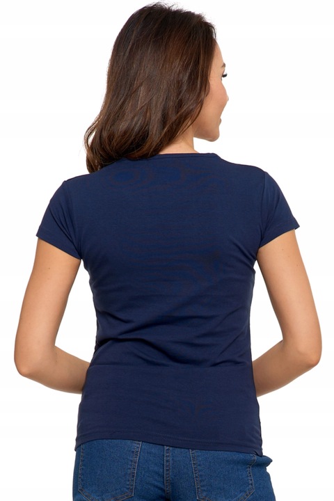 T-SHIRT DAMSKI BAWEŁNIANY KRÓTKI RĘKAW KOSZULKA DEKOLT V MORAJ R.L BASIC