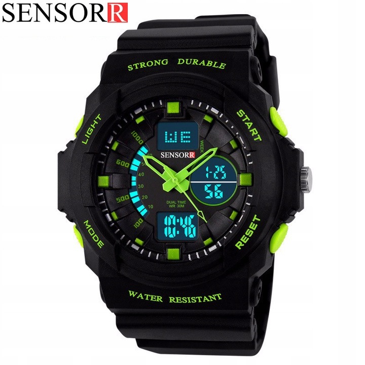 WOJSKOWY ZEGAREK DZIECIĘCY DLA CHŁOPCA S-SHOCK LED NOWY MODEL 2025 SENSORR