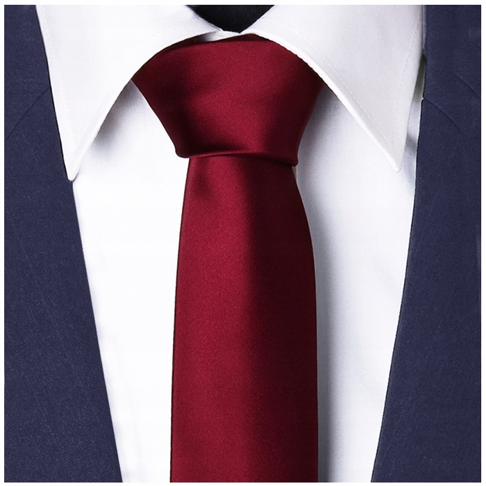 ELEGANCKI BORDOWY Gładki Krawat Męski do Garnituru Wąski Śledź Slim gs13