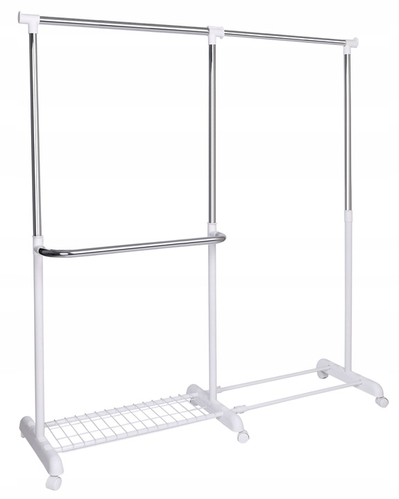 WIESZAK NA UBRANIA BUTY KÓŁKACH STOJĄCY STOJAK SKANDYNAWSKI BIAŁY