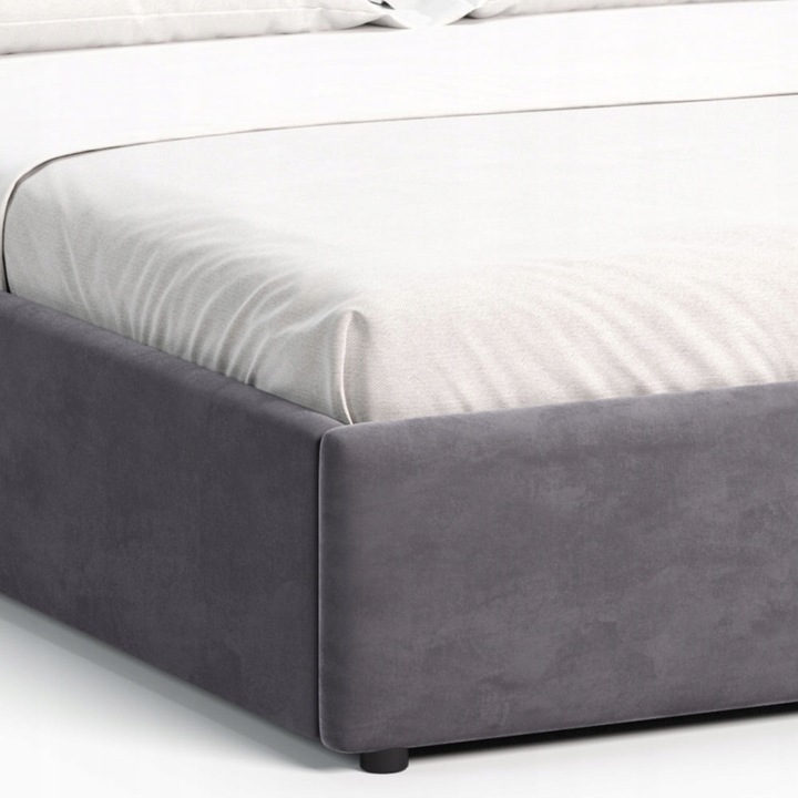 Łóżko tapicerowane 160×200 z pojemnikiem i zagłówkiem Nela szare