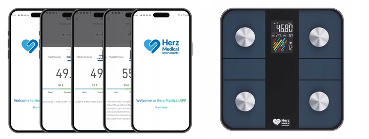 WAGA ŁAZIENKOWA ANALITYCZNA ELEKTRONICZNA BMI TŁUSZCZ TĘTNO APLIKACJA