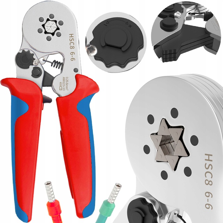 ZACISKARKA PRASKA do tulejek kablowych SZEŚCIOKĄTNA kabli konektorów