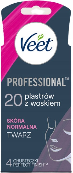 VEET Plastry z woskiem do depilacji twarzy 20 szt Masło Shea wyciąg z jagód