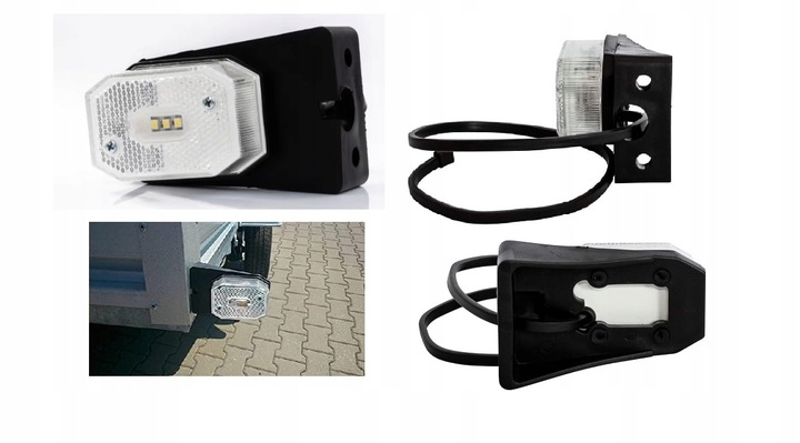 Lampa lampka obrysowa przednia przyczepki biała LED diodowa odblask Fristom