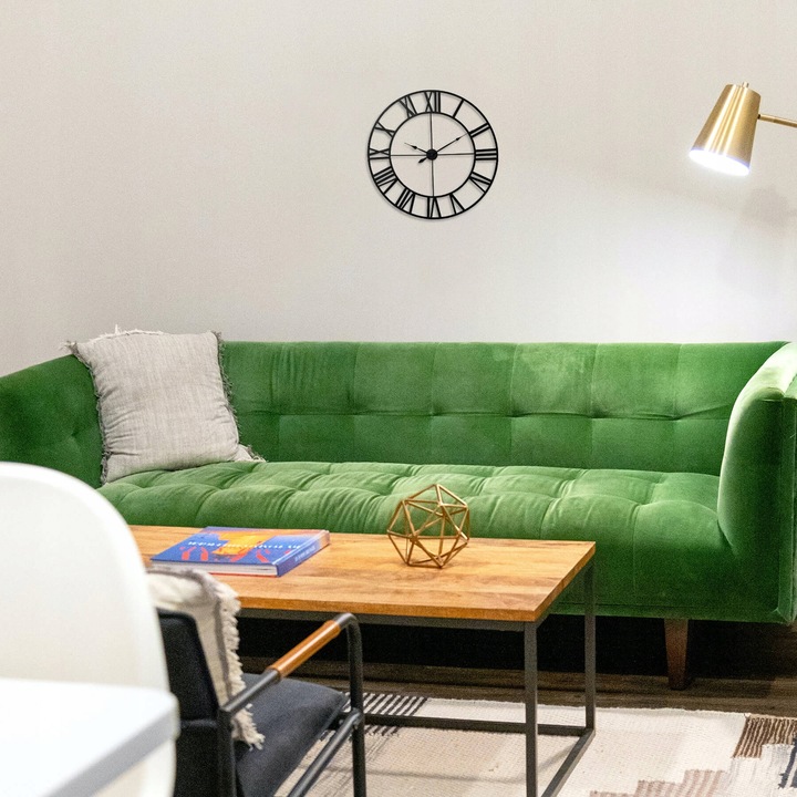 ZEGAR ŚCIENNY RETRO ELEKTRONICZNY CZARNY LOFT RZYMSKI 3D CICHY VINTAGE XXL