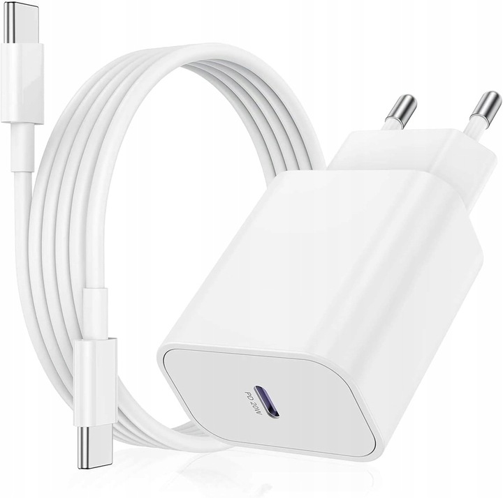 CERTYFIKOWANA SZYBKA ŁADOWARKA SIECIOWA 20W PD TYPE-C | +KABEL USB-C PD 60W