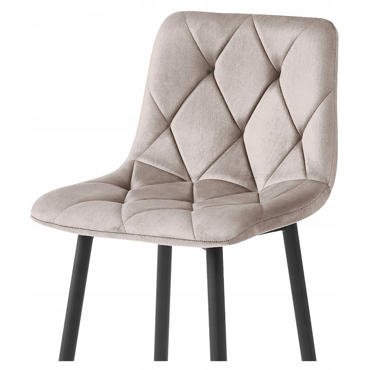 Hoker Krzesło Tapicerowane Barowe Wysokie do Wyspy Welurowe Beżowe