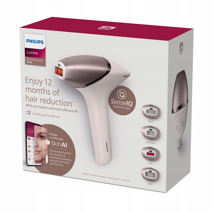 Depilator IPL Philips Lumea 9900 SenseIQ SmartSkin + 4 nasadki BRI977/00