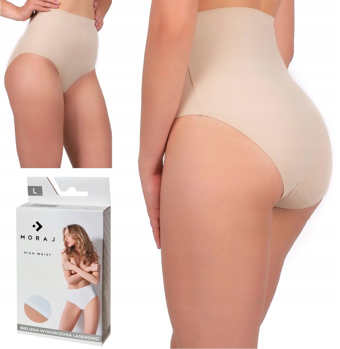 Figi Majtki Damskie Laserowo Cięte Wyszczuplające Gładkie Cieliste MORAJ L