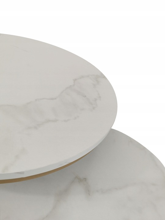 STOLIKI KAWOWE ZESTAW 2w1 ROZKŁADANE DO SALONU GLAMOUR MARMUR BIAŁY