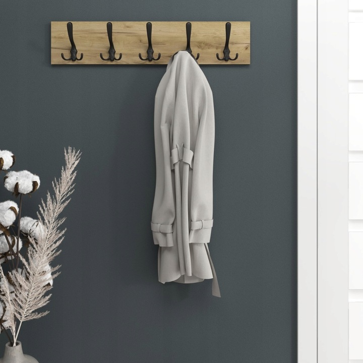 WIESZAK ŚCIENNY WISZĄCY NA UBRANIA WISZĄCY DĄB CRAFT CZARNY DUŻY