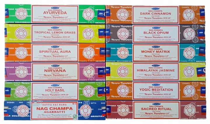 NATURALNE INDYJSKIE KADZIDEŁKA PYŁKOWE SATYA MIX 12 ZAPACHÓW nr 5 +