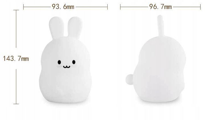 LAMPKA NOCNA KRÓLIK DLA DZIECI KOLOROWA SILIKONOWA z PILOTEM RGB MIĘKKA LED