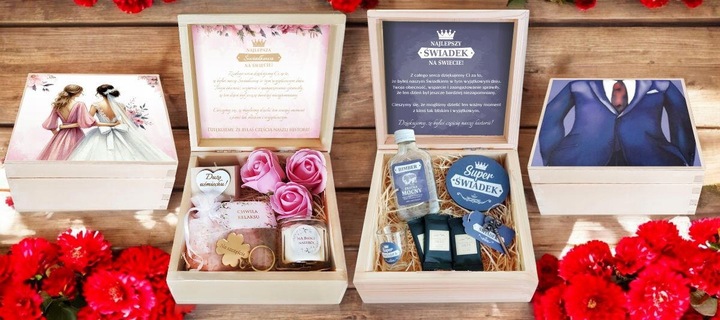 PODZIĘKOWANIE DLA ŚWIADKÓW BOX DLA ŚWIADKA I ŚWIADKOWEJ PREZENT DLA ŚWIADKA