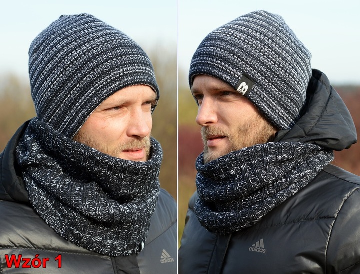 Ciepły POLSKI MĘSKI KOMPLET CZAPKA KOMIN zestaw szalik Tuba KOLORY k5