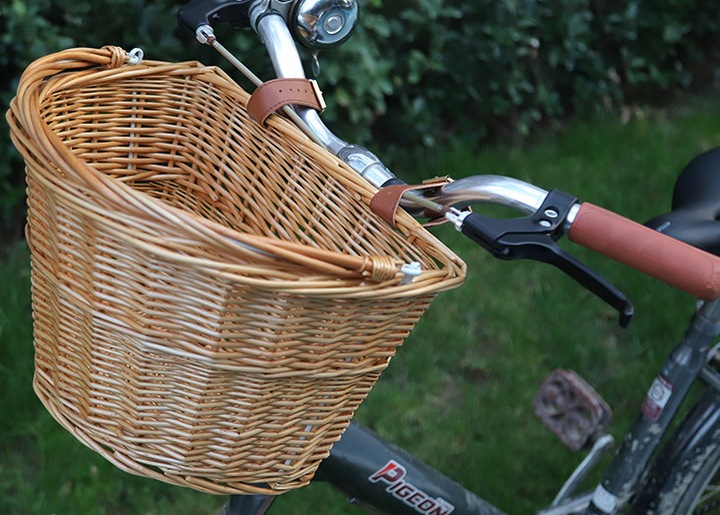 KOSZYK WIKLINOWY ROWEROWY NA ZAKUPY ROWER KIEROWNICE POJEMNY Z WKŁADEM
