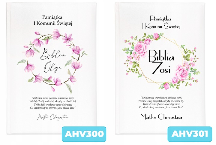 BIBLIA OBRAZKOWA Pamiątka KOMUNII ŚWIĘTEJ TWOJE IMIĘ PREZENT OD CHRZESTNEGO