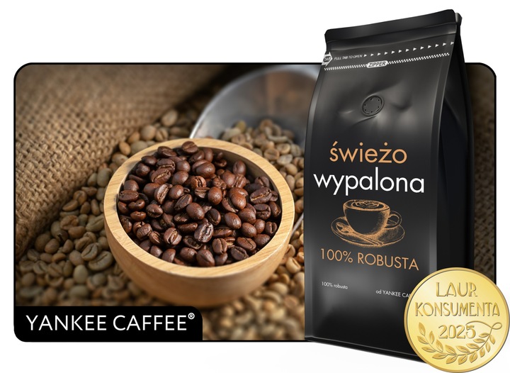 Kawa ziarnista 1kg ŚWIEŻO PALONA 100% ROBUSTA Z Palarni Do ekspresu