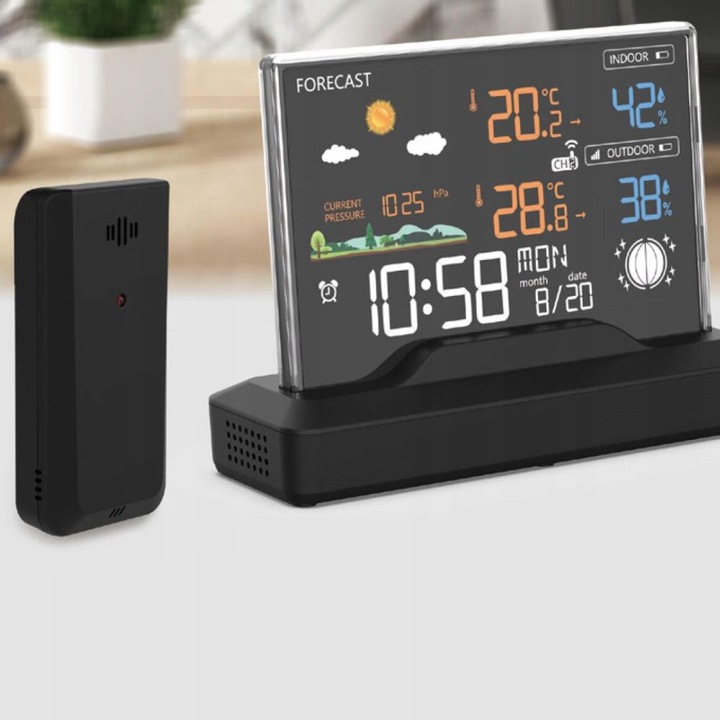 Stacja pogodowa pogody meteo Higrometr Barometr Termometr Zegar Manta