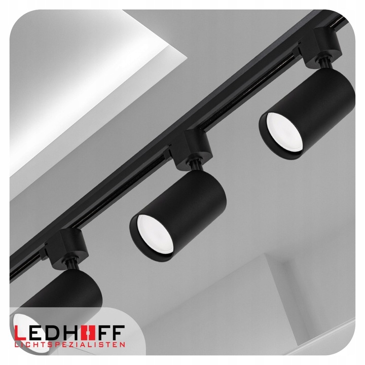 Oświetlenie szynowe Zestaw listwa 2m + 4x lampa GU10 CZARNY