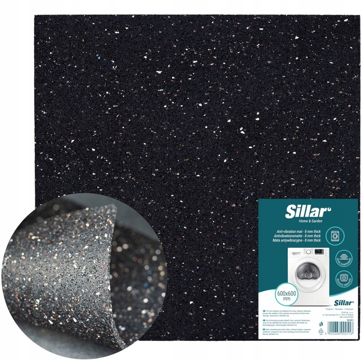 Sillar mata antywibracyjna pod pralkę suszarkę 60x60 8mm wytrzymała
