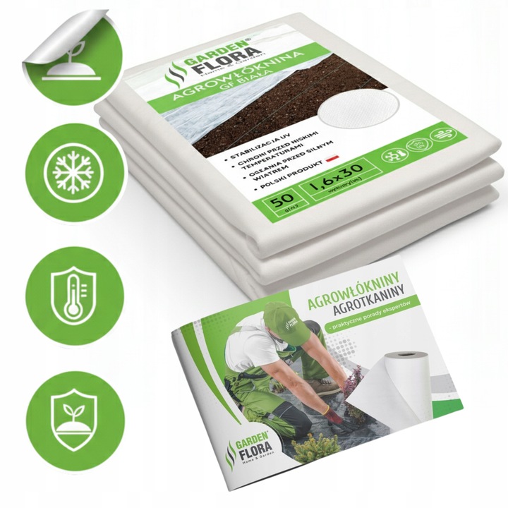 AGROWŁÓKNINA BIAŁA GF 1,6x30m 50g Jesienno/ZIMOWA OKRYCIOWA OTULINA