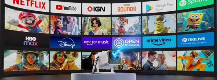 PROJEKTOR RZUTNIK ANDROID TV WIFI FULL HD PRZENOŚNY SMART GŁOŚNIK