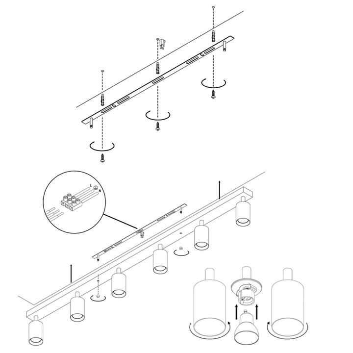Lampa sufitowa szyna spot oprawa halogenowa 6xGU10