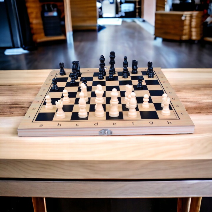 SZACHY DREWNIANE WARCABY TRYKTRAK GRA 3w1 KLASYCZNA PLANSZOWA DUŻE 34CM