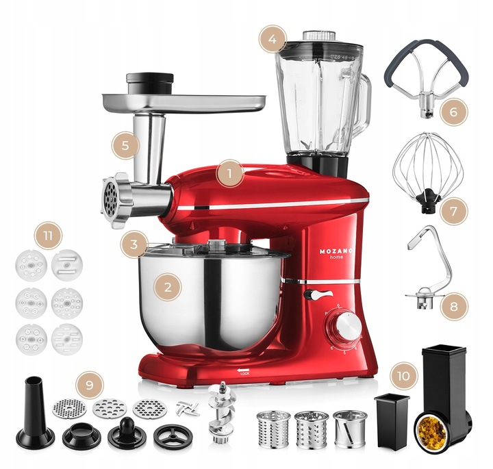 ROBOT KUCHENNY PLANETARNY MIKSER BLENDER 6w1 MISA 6,2L MOCNY ZESTAW