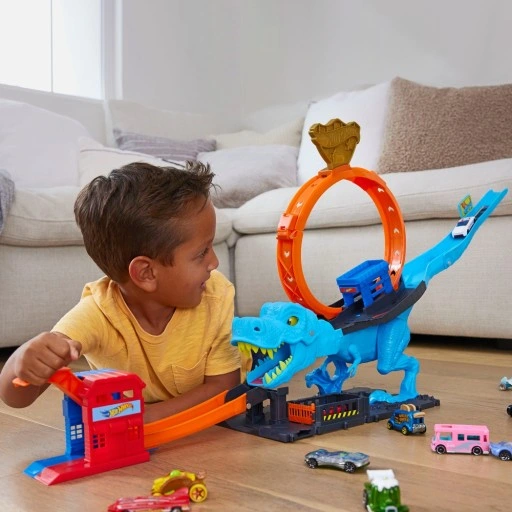 HOT WHEELS ZESTAW TORÓW PĘTLA T-REXA + autko