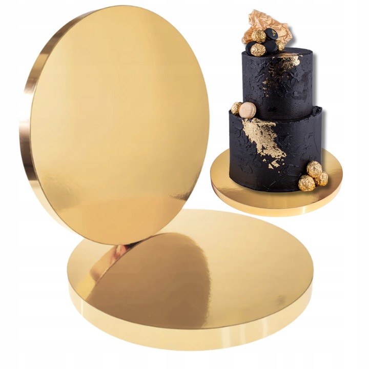 PODKŁAD STYRODUROWY POD TORT 30 cm CAŁY ZŁOTY LAMOWANY BOK STYRODUR gr 2cm