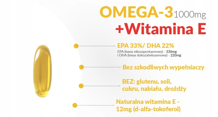 OMEGA 3 FORTE KWASY EPA330 DHA220+WITAMINA E 90tab