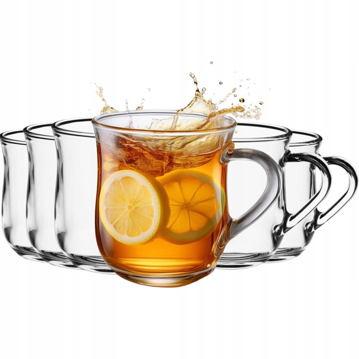 6 x SZKLANKI DO KAWY HERBATY KUBEK Z UCHEM 320ml