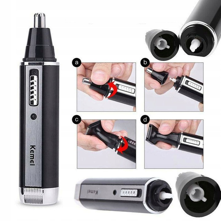 TRYMER GOLARKA DO NOSA USZU GOLENIE BRODY WŁOSÓW ZAROSTU 4w1 MOCNY grzebień