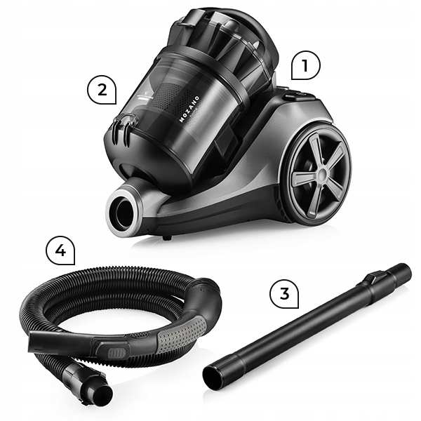 ODKURZACZ CYKLONOWY MOZANO BEZWORKOWY TURBOSZCZOTKA 4000W FILTR HEPA 3L