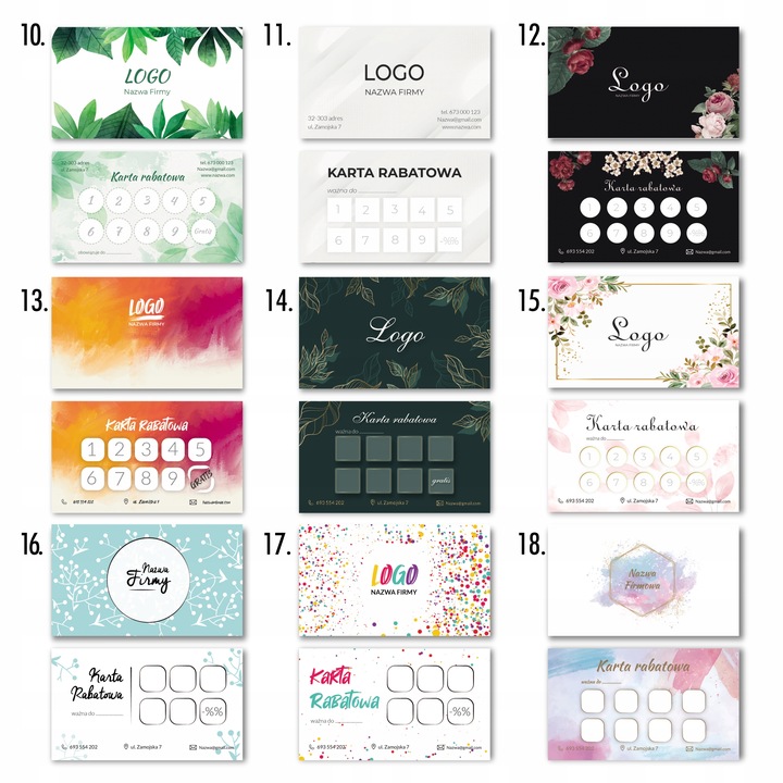 KREATOR Karty rabatowe karty stałego klienta120szt