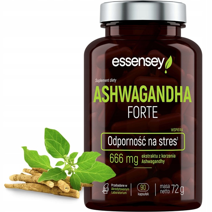 ASHWAGANDHA FORTE 666mg Mocny Ekstrakt Stres Sen Relaks Ashwaganda Korzeń