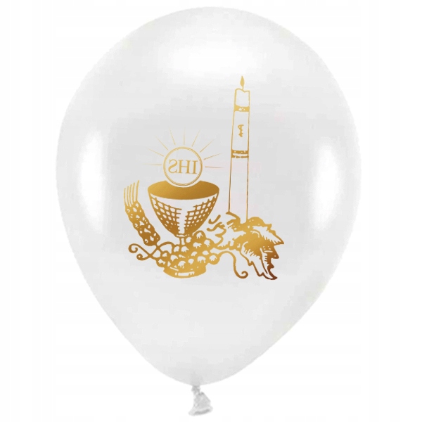 Zestaw balony komunijnych białe IHS Hostia 20szt