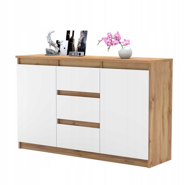 Komoda WOTAN BIALA z szufladami Duza Szafka AGA 120cm do Sypialni