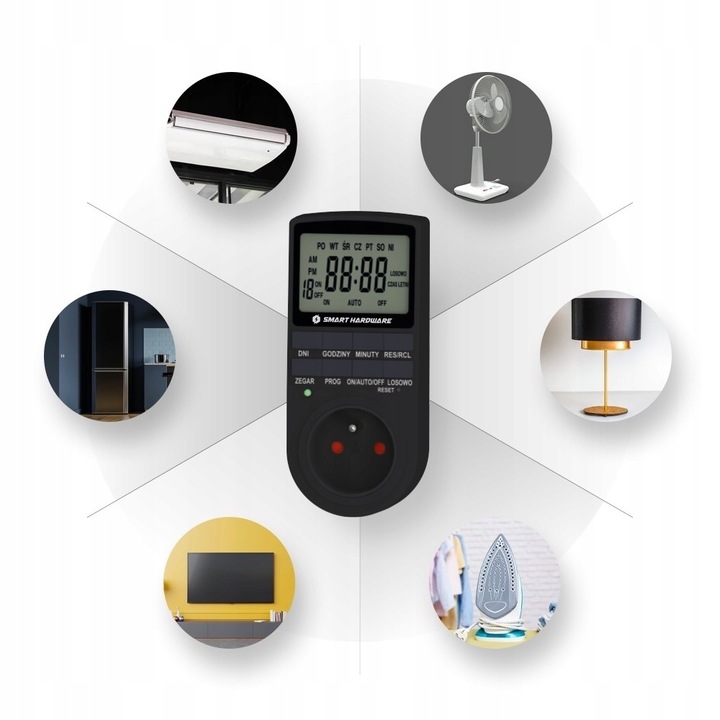 PROGRAMATOR CZASOWY WŁĄCZNIK WYŁĄCZNIK LCD CYFROWY HARMONOGRAM 7 DNI POLSKI