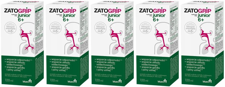 Zatogrip Junior Czarny Bez Pelargonia Afrykańska Wspiera Odpornosć 120 ml