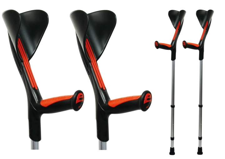 Kule inwalidzkie ŁOKCIOWE wytrzymałe MIĘKKI uchwyt ADVANCE 2 szt. CZERWONE