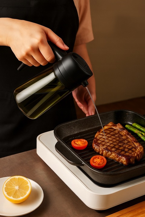 DOZOWNIK DO OLIWY OCTU OLEJU SPRYSKIWACZ NALEWAK TEKAN 470ML SZKLANY