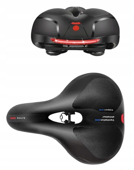 SIODEŁKO ROWEROWE ŻELOWE SZEROKIE MIĘKKIE WYGODNE Z LAMPKĄ ROWEROWĄ ROWER