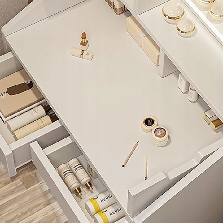 TOALETKA Z LUSTREM BIAŁA MAKIJAŻU GLAMOUR Z SZUFLADAMI SKANDYNAWSKA MODERN