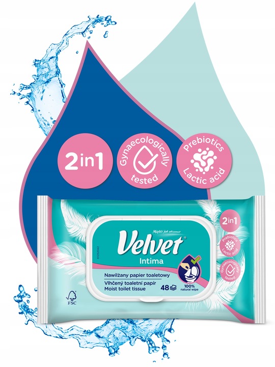 Velvet papier toaletowy nawilżany INTIMA 16 szt