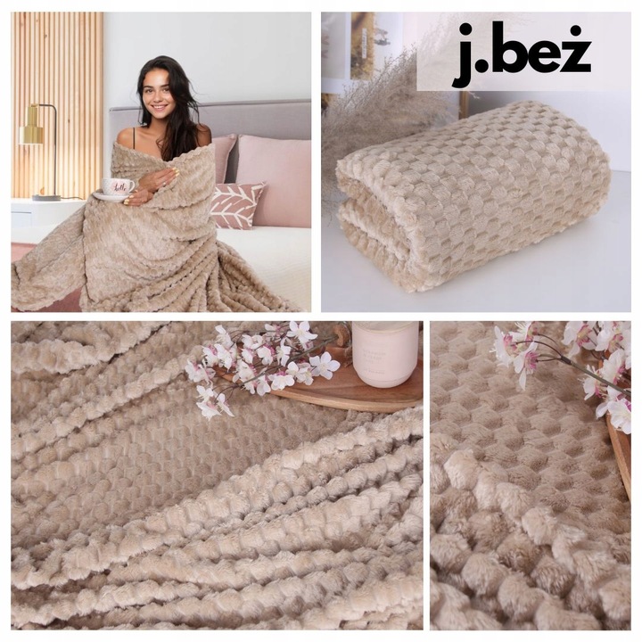 GRUBY KOC WYTŁACZANY 200X220 NARZUTA NA ŁÓŻKO NA KANAPE NA NAROŻNIK PLED