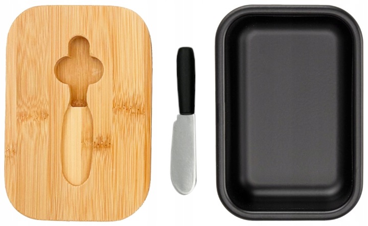 ZESTAW CHLEBAK METALOWY DESKA BAMBUSOWA + POJEMNIKI + MASELNICZKA Z NÓŻEM